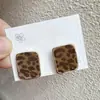 Brincos Retro Estampados de Leopardo com Floco Outono e Inverno Novos Brincos Circulares Geométricos de Alta Qualidade Brincos Quadrados de Veludo Femininos