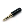 Conector de audio de 3,5 mm, diente de gong trasero, bobina de 6,0 con pieza de soldadura, carcasa de aluminio negro tridimensional chapada en oro, ensamblado