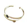 Pulsera de Apertura de Doble Capa Flor de Diamante de Zirconia Pulsera Elegante de Lujo Ligero de Gama Alta Moda Exquisita Pulsera de Nueva Llegada para Mujeres