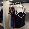 Camisola Sexy de Bloques de Color Estilo Americano con Doble Tirante para Mujer, Para Usar en Capas, Hermoso Diseño en la Espalda, Top con Sujetador Acolchado, Moderno, Se Puede Usar como Ropa Exterior o Ropa Interior