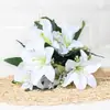 7 lirios artificiales grandes, flores artificiales de alta gama para decoración de bodas, adornos para sala de estar, venta al por mayor para comercio exterior