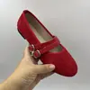 Comercio Electrónico Transfronterizo 2026 Primavera/Otoño Nuevos Zapatos Mary Jane de Gamuza para Mujer Punta Redonda Suela Plana Correas Dobles con Hebilla Zapatos Individuales Retro Versátiles
