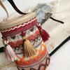 Bolso Cilíndrico Estilo Étnico Bolsa Pequeña para Teléfono Móvil para Mujer 2025 Bolso Cruzado de Hombro de Moda Retro con Borlas Bolso de Celebridad de Internet