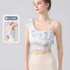 Roupa de Yoga Novo Estilo Sexy Sutiã Esportivo de Um Ombro com Babados e Bojos, Top Fitness de Malha de Secagem Rápida, Cintura Alta