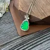 Collar de Cadena para Clavícula de Plata S925 con Colgante de Calcedonia Blanca de Alta Calidad en Forma de Calabaza Incrustado con Ágata de Color Jade para Mujeres, Cadena de Moda Ligera de Lujo para Socialité
