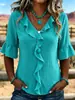 Moda Casual Transfronteriza Primavera/Verano 2026 Top Holgado de Cuello V con Volantes Estilo Europeo y Americano, Tallas Grandes