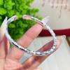 Pulsera de Tobillo de Plata S999 para Mujer Sólida Abierta Gestualidad Mano Moda Versátil Sentido de Alta Gama Pulsera Regalo para Novia