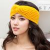 Faixa de cabelo de lã com forro de fleece para outono e inverno, borda larga, acessórios de cabelo quentes, faixa de cabeça de tricô europeia e americana, cor sólida acrílica, protetores de ouvido esportivos, novo