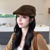 Gorra de gamuza estilo británico para primavera y otoño, hace que la cara se vea más pequeña, versátil para parejas, gorra de boina reversible
