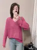 Camiseta Base de Tricô com Decote V Vazado para Mulheres, Manga Longa, Novo Estilo Primavera e Outono 2026, Roupa de Baixo Estilosa, Suéter Pulôver de Cor Sólida
