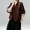 Gabardina corta de dos piezas de otoño para mujer, estilo coreano, con cuello de solapa, corte holgado, cordón, adecuada para figuras menudas, con puños a rayas