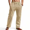 26 Años de Experiencia en Moda Transfronteriza Europea y Americana, Pantalones de Verano, Pantalones de Playa, Cordón Rayas Verticales Pierna Recta Cómodos Transpirables Casuales Largos para Hombre