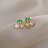 Moda Estilo Coreano Temperamento Fresco Traje de Cereza para Mujer Circonita Lujo Ligero Nicho Versátil Conjunto de Dos Piezas Accesorios Joyería Al Por Mayor