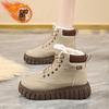 Botas de Terciopelo de Caña Alta para Mujer para Invierno, Zapatos de Algodón Gruesos Cálidos Versátiles Estilo Coreano, Botines de Suela Gruesa, Botas de Nieve Casuales para Mujer