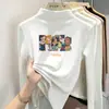 Camiseta de manga comprida com gola alta para meninas, camada base com forro de fleece, novo estilo outono/inverno 2026, top casual infantil com forro de fleece