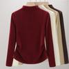 Capa base de cuello alto medio de seda y lana para mujer 2026 Nuevo Top térmico de forro polar cálido para otoño e invierno Cuello medio para invierno