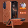 Adequado para Samsung Z Fold7 Capa de Celular Magnética de Couro Flip7 Textura de Couro Suporte Invisível Capa Protetora Anti-Queda Transfronteiriça