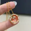 Collar de Hielo de Agua Luna de Alta Calidad para Mujer Patrón de Diamante Chapado en Oro Rosa 18k Cadena de Lana Coco de Lujo Ligero