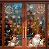 Decoraciones Festivas de Papá Noel, Trineo, Pegatinas Electrostáticas para Puertas de Vidrio, Pegatinas para Ventanas, Renos, Regalos, Coronas, Año Nuevo