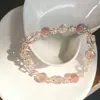 Pulseira de Cristal Rosa Claro Super Brilhante com Temperamento Versátil
