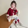 Conjunto de Ropa para Niñas para Primavera y Otoño 2026 Nuevo Estilo Moño Infantil Ropa Falsa de Dos Piezas Conjunto de Primavera Leggings para Niñas