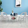 Conjunto de Mesa e Cadeiras de Chá para Varanda Conjunto de Três Peças Mesa de Café Mesa Novas Cadeiras Pequenas Mesa Redonda Pequena Cadeiras Redondas Imitação de Rattan