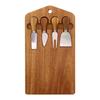 Tabla de Comedor de Madera de Acacia Tabla de Cortar de Madera Tabla de Quesos Cortador Traje Combinado Madera Sólida Portátil Tabla de Quesos para Aperitivos de Bistec