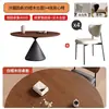 Conjunto de mesa e cadeiras de jantar de madeira maciça estilo chinês, mesa redonda de aço carbono, mesa redonda de luxo leve com giratório, mesa de jantar doméstica para apartamento pequeno