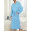 Bata de baño de rizo con doble bolsillo y cinturón de amarre, bata larga para dormir, ropa de casa cálida casual TK, bata de dormir de primavera/verano para hombre de Amazon
