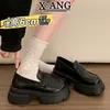 Mocasines de Piel Genuina con Suelas Gruesas que Aumentan la Altura y Son Cómodos para Mujer, Zapatos Mary Jane Estilo Nuevo Primavera 2026, Zapatos Pequeños de Piel, Zapatos de Vestir