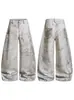 Jeans de Estilo High Street Americano con Remaches, Perlas y Estampado de Alas para Hombres y Mujeres, Nuevos Pantalones Casuales de Pierna Ancha Curvados de Verano
