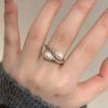 Anillo Vintage Retro Retorcido de Perlas para Mujer con Diseño de Diamante, Anillo Versátil Cruzado para Dedo Índice, Perla Barroca
