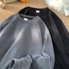 Suéter de Cuello Redondo con Textura Estilo Americano para Hombre Moda de Primavera y Otoño Marca Casual Holgado Estilo Perezoso Cachorros Guapo Cuadros Tejido Manga Larga