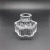 Suporte de Vela de Vidro Criativo e Minimalista de Uso Duplo com Listras Verticais, Adequado para Velas em Bastão e Velas tipo Tea Light, Ideal para Mesas de Jantar de Hotel e Decoração de Ambiente de Quarto