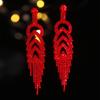 Navidad Viernes Negro Más Vendidos Pendientes de Árbol de Navidad Rojos con Borlas Largas para Mujer, Versátiles, Elegantes, Exquisitos, Pendientes y Accesorios para Orejas Versátiles