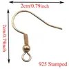 1 gancho de oreja de oro rosa S925 grabado cinco colores opcionales accesorio básico de joyería para pendientes DIY en stock al por mayor