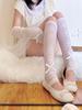 Calcetines de seda de hielo de principios de otoño para mujer, finos, de color blanco lechoso, estilo ballet, con lazo de encaje, para cubrir las piernas, para verano, 2023