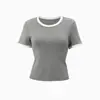 Camiseta de Manga Corta para Mujer A356, Nuevo Estilo de Verano, Ceñida a la Cintura, Estilo Pura Pasión, Corte Ajustado, Top de Hombro Regular, Capa Base de Media Manga