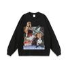 Camiseta de manga larga de marca de moda de hip hop antigua europea y americana con impresión directa a chorro, estilo vintage lavado pesado, para hombres y mujeres.