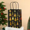 Bolsa de Presente de Natal de Luxo Leve, Bolsa de Papel Kraft Preta de Alta Qualidade e Versátil, Bolsa de Mão Criativa com Estampagem a Quente e Impressão Prateada