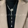 Collar de Camelia con Borlas Estilo Retro Francés Diseño de Nicho Estilo Chanel Gargantilla de Rosa Incrustada con Diamantes Estilo Chanel