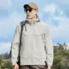 Chaqueta softshell para hombre, de una sola capa, impermeable, cortavientos, ligera, adecuada para primavera y otoño, chaqueta softshell funcional para exteriores