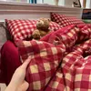 Juego de ropa de cama de algodón 100% grado A, estilo minimalista, que incluye sábana ajustable, funda de edredón y funda de almohada, perfecto para dormitorios, en un diseño simple y de algodón puro