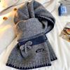 Bufanda Nueva de Punto Estilo Coreano con Lazo y Lana para Mujer en Invierno, Cálida y Versátil, Protector de Cuello de Lana Atmosférico