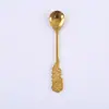 Juego de Tenedor Cuchara de Fruta de Acero Inoxidable Cerámica Hoja Tenedor Cuchara Nórdico Cocina Hogar Tenedor de Fruta Juego de Almacenamiento