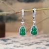 Nuevos Pendientes de Calabaza Verde Estilo Chinoiserie Retro con Circonita, Gama Alta, Sencillos, Personalizados, Estilo Nicho, Pendientes de Moda para el Día a Día