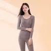 Conjunto de Ropa Interior Térmica Cálida de Lana para Mujer Ropa de Otoño Conjunto de Pantalones de Otoño Temporada de Invierno Capa Base Calefactora Control de Vientre Moldeador Adelgazante Ropa Interior