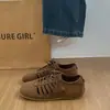 Novos Mocassins Estilo Primavera e Verão 2026, Foscos Retrô Bico Redondo Cadarço Vazado Planos Confortáveis Casuais para Mulheres