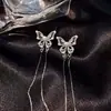 Brincos de Tarraxa com Borboleta de Pérola e Zircônia com Franjas de Alto Padrão para Mulheres Brincos Longos Exquisitos Super Fadas Acessórios de Brincos Versáteis e Modernos Venda por Atacado