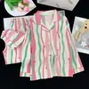 Conjunto de loungewear infantil estilo lapela, tecido fino para primavera e outono, cardigã de manga longa, pijama de algodão estilo coreano com estampa de nuvens para meninas